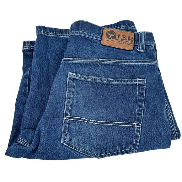 Risk Jeans Co Shorts Mens 38 (38x14 ACTUAL) Blue Denim Faded Wash Vintage Y2K - Picture 1 of 8